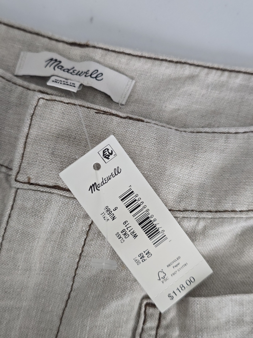 Madewell 100% Wide Leg Pants 6 Beige Cream Draped NWT - Picture 7 of 7